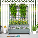 Outsunny 2-Tier Wooden Raised Bed with Trellis and Drainage Holes