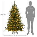 HOMCOM 6ft Artificial Christmas Tree with Warm White LED Light, Metal Base
