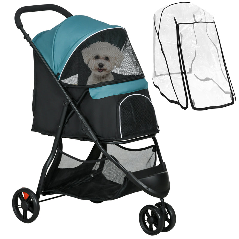 PawHut Dog Stroller For XS Dogs, S Dogs, Cats With Rain Cover