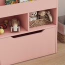 HOMCOM Kids Bookcase, Toy Box w/ Storage Drawer, Wheels for Bedroom - Pink