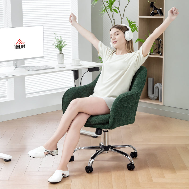 HOMCOM Modern Velvet Office Desk Chair for Bedroom, Living Room