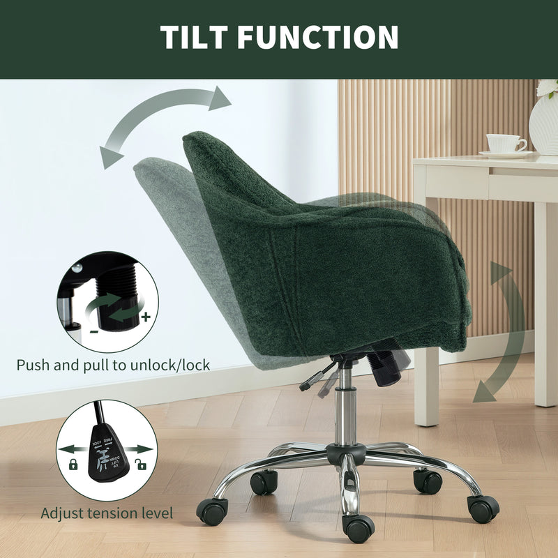 HOMCOM Modern Velvet Office Desk Chair for Bedroom, Living Room