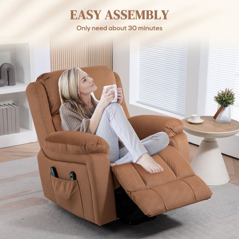 HOMCOM Lift Chair Riser and Recliner Chair with Vibration Massage Heat Brown