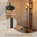 HOMCOM Modern Upright Floor Lamp With 3 Light, Steel Base For Living Room