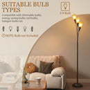 HOMCOM Modern Upright Floor Lamp With 3 Light, Steel Base For Living Room