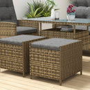 Outsunny Rattan Dining Set for 6, 2 Reclining Chairs with Cushions, Grey