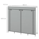 HOMCOM Fabric Wardrobe w/ 12 Shelves 2 Hanging Rails Foldable Closets