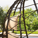 Outsunny Garden Egg Chair Outdoor Hanging Swing Chair, Folding Basket, Khaki