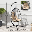 Outsunny Garden Egg Chair Outdoor Hanging Swing Chair, Folding Basket, Khaki