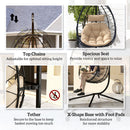 Outsunny Garden Egg Chair Outdoor Hanging Swing Chair, Folding Basket, Khaki