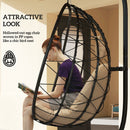 Outsunny Garden Egg Chair Outdoor Hanging Swing Chair, Folding Basket, Khaki