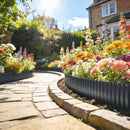 Outsunny Metal Lawn Edging Border, 8 in x 21.3 ft Garden Edging, Dark Grey