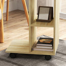HOMCOM C-Shape End Table Storage Unit W/ 2 Shelves 4 Wheels Home