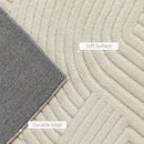 HOMCOM Modern Geometric Rug, Thick Plush, Non-Slip,Cream