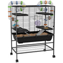 PawHut Large Hamster Cage, Rat Cage W/ Wheels, Tubes, Storage Shelf, Ramps