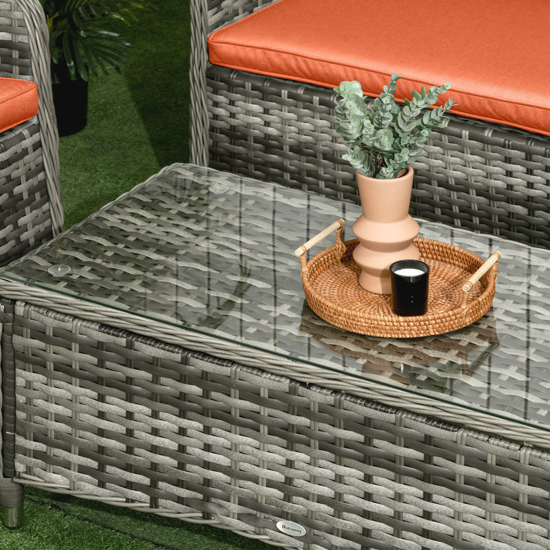 Outsunny 4 Pieces Rattan Sofa Set Outdoor Conservatory Furniture With Cushions