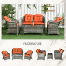 Outsunny 4 Pieces Rattan Sofa Set Outdoor Conservatory Furniture With Cushions