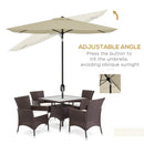 Outsunny 2 X 3(m) Garden Parasol Rectangular Market Umbrella W/ Crank - Brown/Beige/Black/Grey