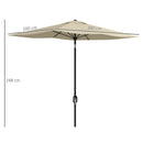 Outsunny 2 X 3(m) Garden Parasol Rectangular Market Umbrella W/ Crank - Brown/Beige/Black/Grey
