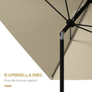 Outsunny 2 X 3(m) Garden Parasol Rectangular Market Umbrella W/ Crank - Brown/Beige/Black/Grey