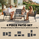 Outsunny 4 Seater Garden Furniture Set, Metal Garden Sofa Set, Grey