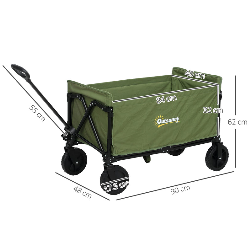 Outsunny 120L Folding Collapsible Wagon With Adjustable Handle, Grey
