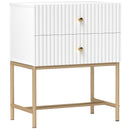 HOMCOM Modern Bedside Table with 2 Drawers for Bedroom, White