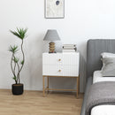 HOMCOM Modern Bedside Table with 2 Drawers for Bedroom, White
