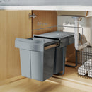 HOMCOM Kitchen Cupboard Bin with 40L Dual Compartment, Pull Out Bin, Grey