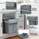 HOMCOM Kitchen Cupboard Bin with 40L Dual Compartment, Pull Out Bin, Grey