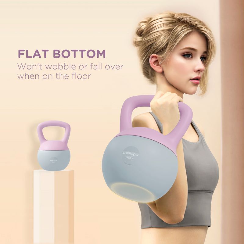 SPORTNOW Kettlebell w/ Soft Body and Non-Slip Handle, Purple and Grey