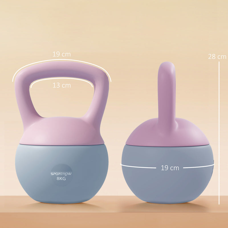 SPORTNOW Kettlebell w/ Soft Body and Non-Slip Handle, Purple and Grey