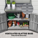 Outsunny Wooden Potting Bench Table with Aluminium Worktop and Top Shelf