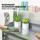 Outsunny Wooden Potting Bench Table with Aluminium Worktop and Top Shelf