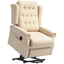 HOMCOM Power Lift Recliner Armchair With Wingback, Button Tufted, Beige