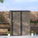 Outsunny Outdoor Storage Shed Steel Garden Shed w/ Lockable Door Light Grey