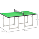 HOMCOM 6ft 182cm Mini Table Tennis Table Folding Ping Pong Table with Net Multi-Use Table for Indoor Outdoor Game, Green