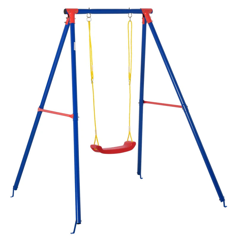 Outsunny Metal Children's Garden Swing  3-8 Years Old Blue