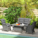 Outsunny 4 PCs Outdoor Rattan Sofa Set, Wicker Sectional Sofa Set Light Grey