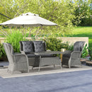 Outsunny 4 PCs Outdoor Rattan Sofa Set, Wicker Sectional Sofa Set Light Grey