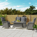 Outsunny 4 PCs Outdoor Rattan Sofa Set, Wicker Sectional Sofa Set Light Grey