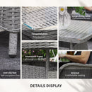 Outsunny 4 PCs Outdoor Rattan Sofa Set, Wicker Sectional Sofa Set Light Grey