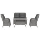Outsunny 4 PCs Outdoor Rattan Sofa Set, Wicker Sectional Sofa Set Light Grey