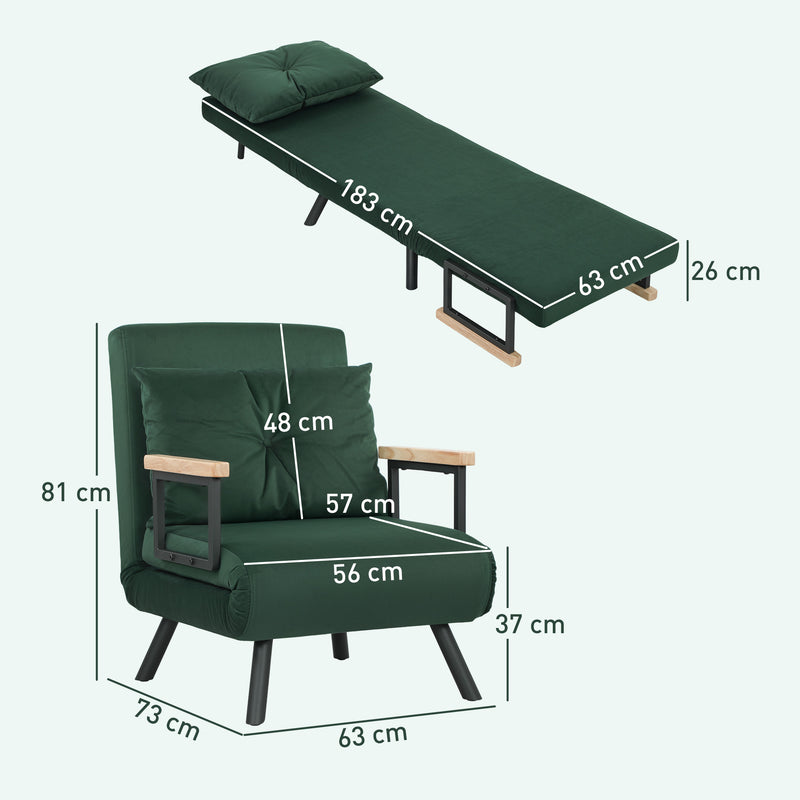 HOMCOM Click Clack Single Chair Bed Settee for Living Room