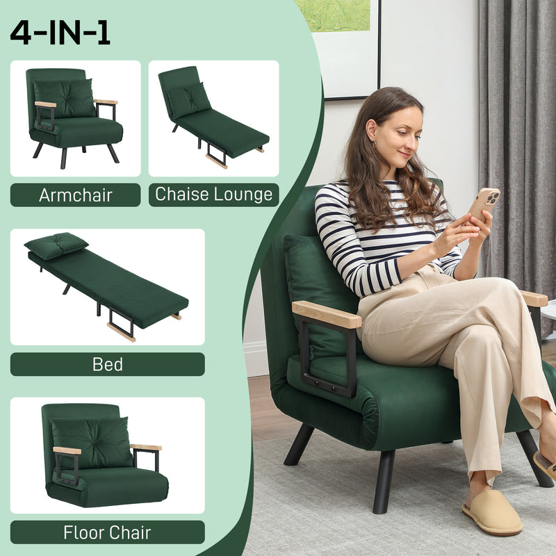 HOMCOM Click Clack Single Chair Bed Settee for Living Room