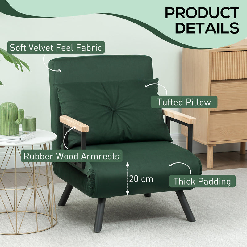 HOMCOM Click Clack Single Chair Bed Settee for Living Room
