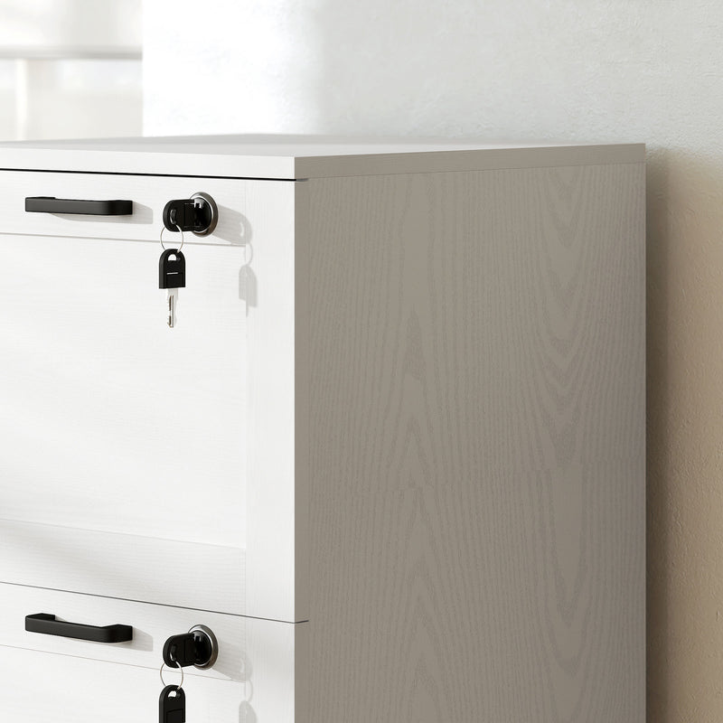 HOMCOM File Cabinet, Lockable Filing Cabinet For A4 Letter, White