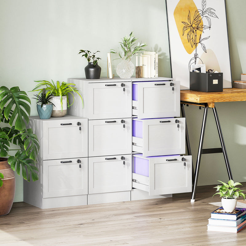 HOMCOM File Cabinet, Lockable Filing Cabinet For A4 Letter, White