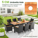 9 PCS Patio Dining Set for 8 Large Conversation Set with Umbrella Hole-Navy