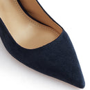 Pointed Toe Pumps With Kitten Heel Slingback - Dark Blue